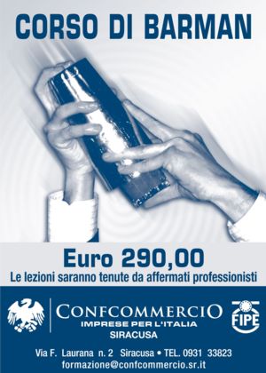 CORSO PROFESSIONALIZZANTE PER BARMAN CON DIPLOMA FIPE-CONFCOMMERCIO 