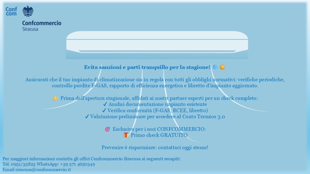 CONVENZIONE IMPIANTI DI CLIMATIZZAZIONE RISERVATA AI SOCI