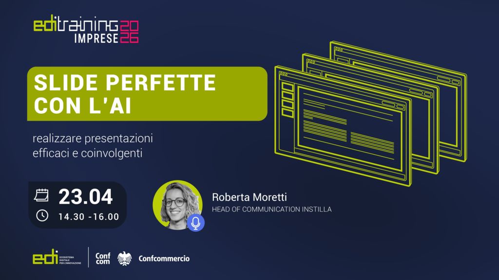 WEBINAR EDI TRAINING SLIDE PERFETTE CON L`AI: REALIZZARE PRESENTAZIONI EFFICACI E COINVOLGENTI