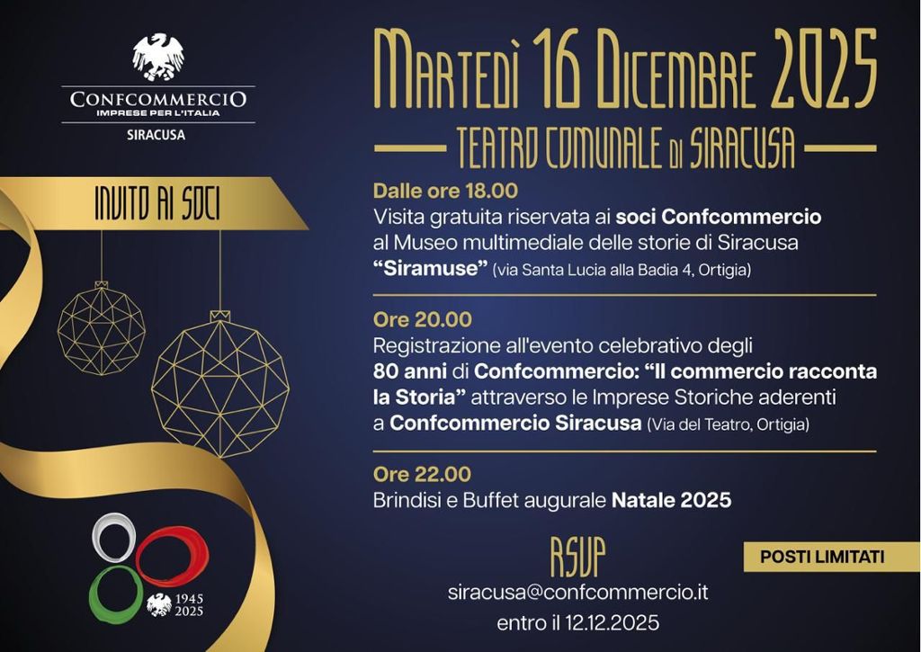 INVITO AI SOCI: 16 DICEMBRE PRESSO IL TEATRO COMUNALE DI SIRACUSA