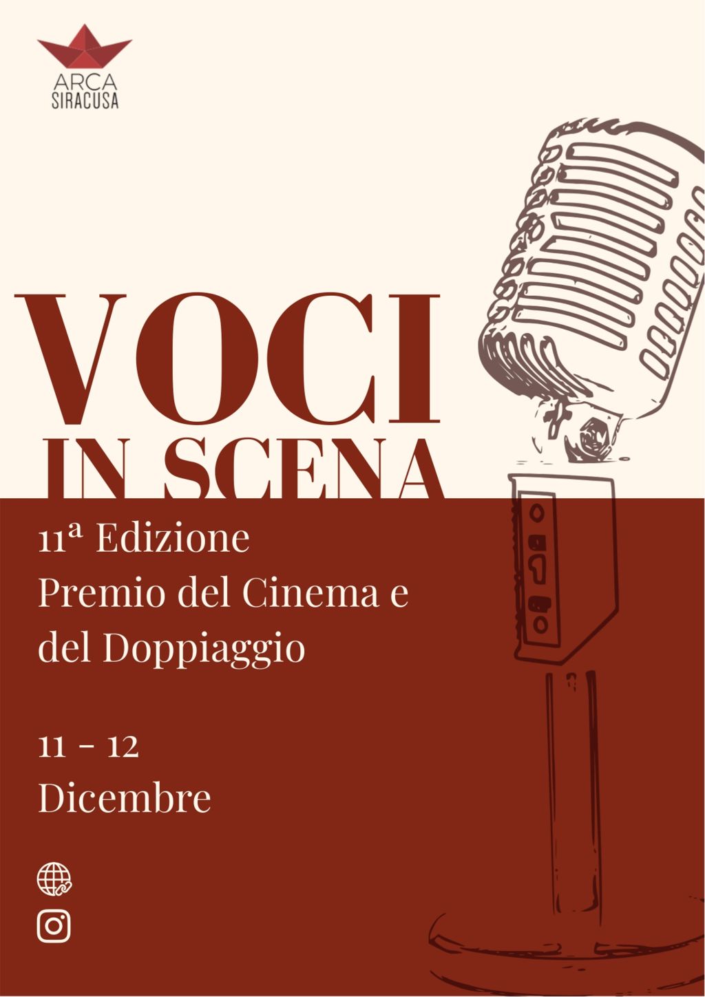 PREMIO VOCI IN SCENA: 11ª EDIZIONE PREMIO DEL CINEMA E DEL DOPPIAGGIO 11- 12 DICEMBRE 2026