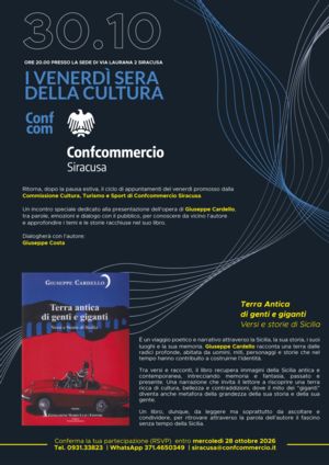 30 OTTOBRE ORE 20,00: I VENERDI` SERA DELLA CULTURA