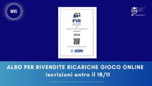 Albo per Rivendite Ricariche Gioco Online: iscrizioni entro il 18 novembre 2024