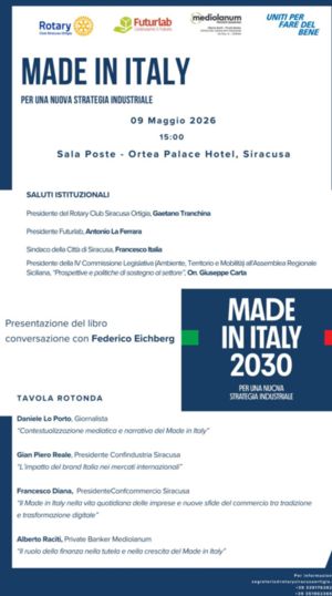 MADE IN ITALY PER UNA NUOVA STRATEGIA INDUSTRIALE: 9 MAGGIO ORE 15.00